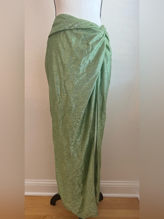 12th Tribe Dresses & Skirts - 12th Tribe Metallic Light Green Maxi Skirt